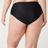 Decree Womens Lined Textured Juniors Plus High Waist Bikini Swimsuit Bottom