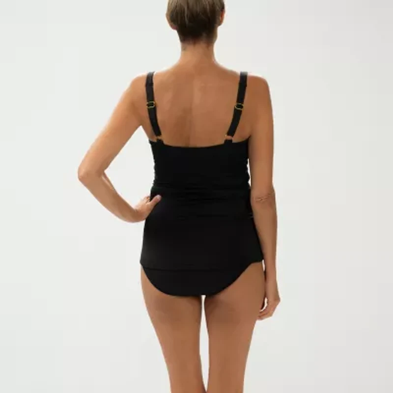 Dolfin Aquashape Wrap Front Womens Comfort Straps Lined Stretch Fabric Tankini Swimsuit Top