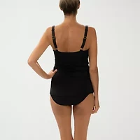 Dolfin Aquashape Wrap Front Womens Comfort Straps Lined Stretch Fabric Tankini Swimsuit Top