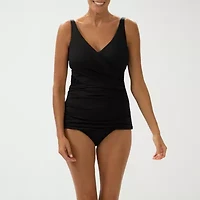 Dolfin Aquashape Wrap Front Womens Comfort Straps Lined Stretch Fabric Tankini Swimsuit Top