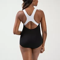 Dolfin Aquashape Color Block Conservative Lap Suit Womens One Piece Swimsuit