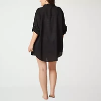 Sonnet Shores Womens Plus Dress Swimsuit Cover-Up