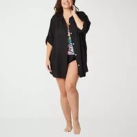 Sonnet Shores Womens Plus Dress Swimsuit Cover-Up
