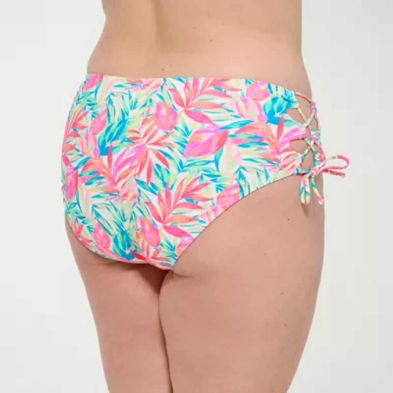 Decree Womens Leaf Juniors Plus High Waist Bikini Swimsuit Bottom