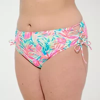 Decree Womens Leaf Juniors Plus High Waist Bikini Swimsuit Bottom