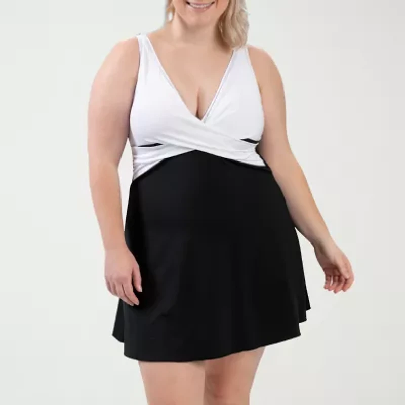 Dolfin Aquashape Women's V-Neck Wrap Swim Dress Womens