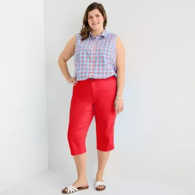 St. John's Bay Womens Plus Mid Rise Capri Pant