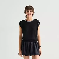 Stylus Womens Crew Neck Sleeveless Pullover Sweater