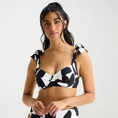 Mynah Womens Adjustable Straps Floral Bralette Bikini Swimsuit Top