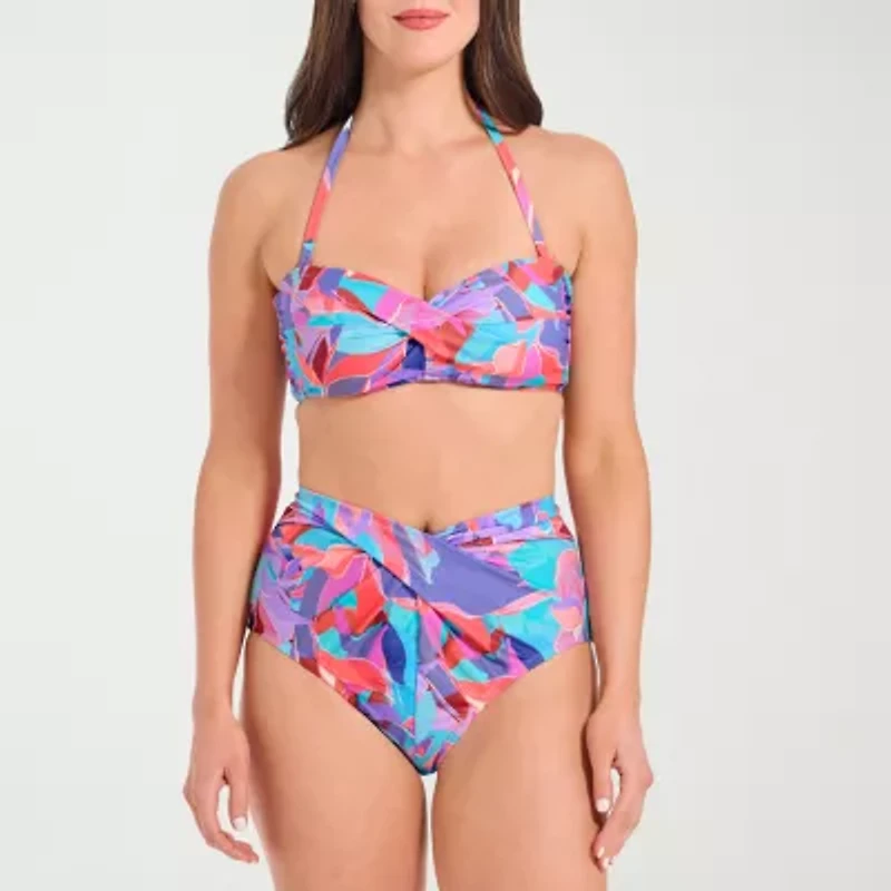 Mynah Womens Lined Abstract High Waist Bikini Swimsuit Bottom