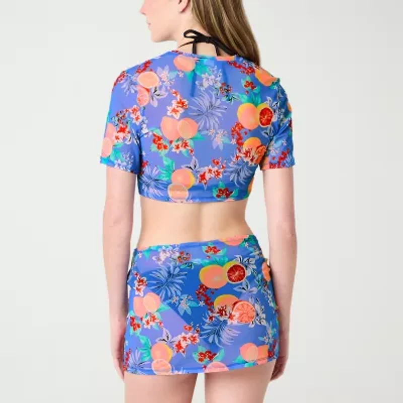 Decree Floral Swimsuit Cover-Up Tops Juniors