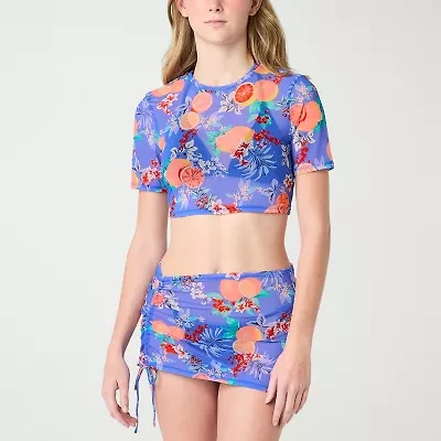Decree Floral Swimsuit Cover-Up Tops Juniors