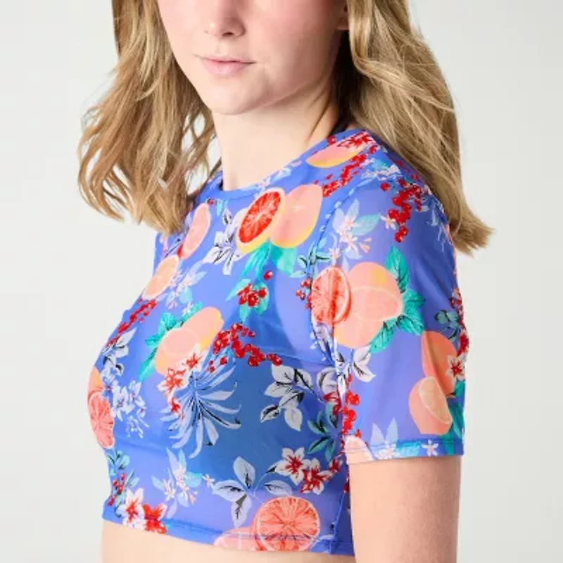 Decree Floral Swimsuit Cover-Up Tops Juniors