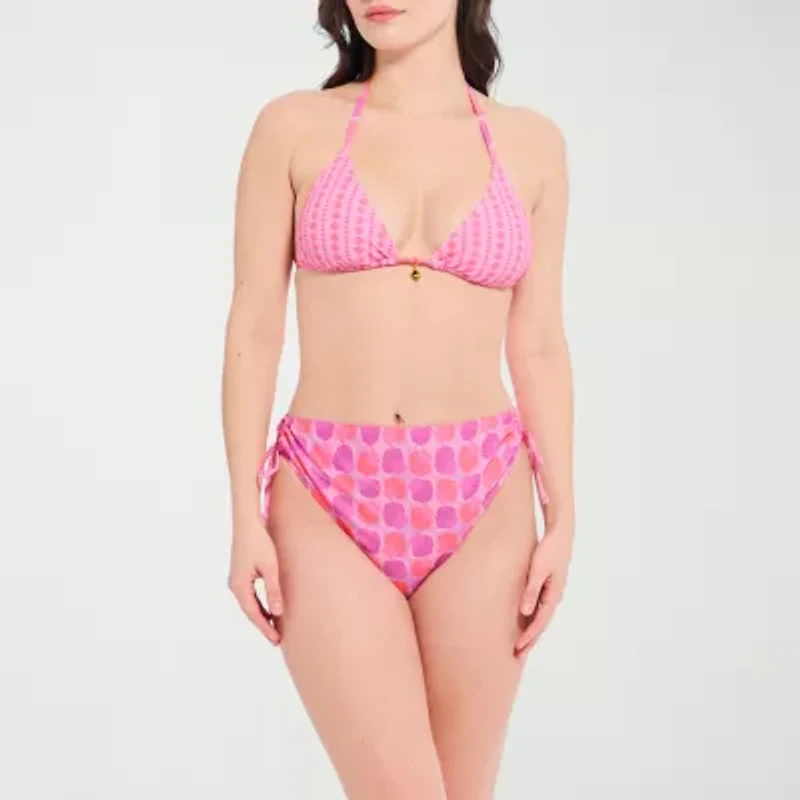 Decree Womens Adjustable Straps Striped Juniors Bralette Bikini Swimsuit Top