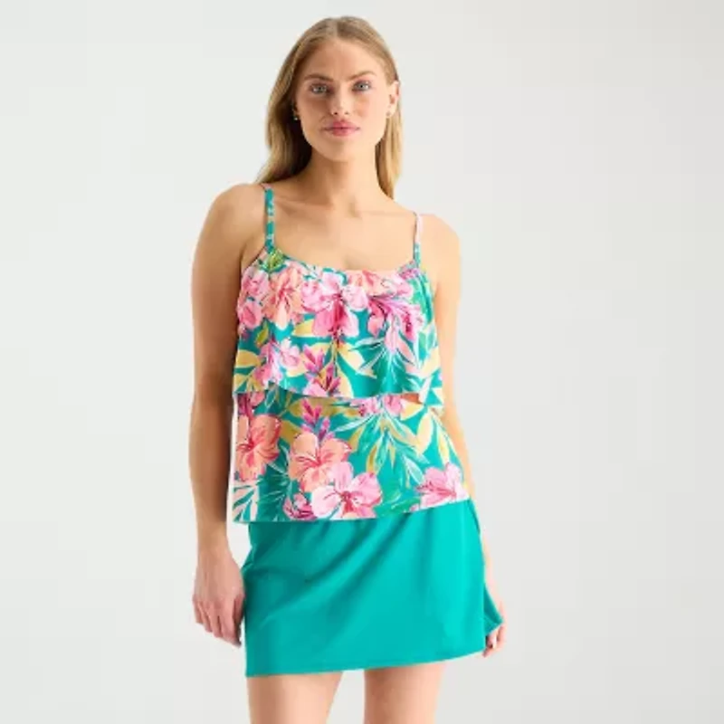 Sonnet Shores Womens Floral Tankini Swimsuit Top