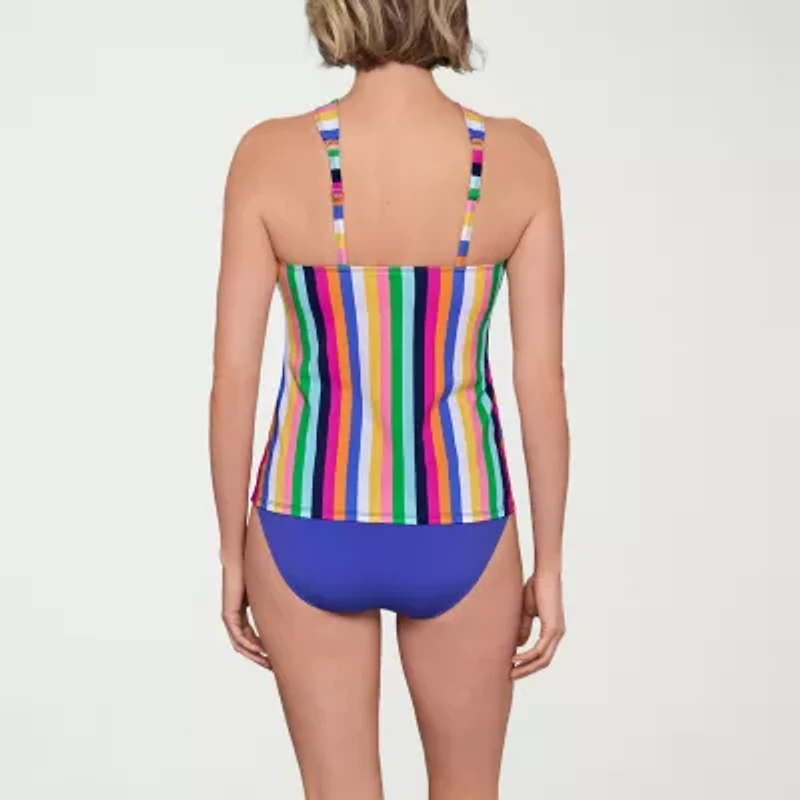 Liz Claiborne Womens Striped Tankini Swimsuit Top