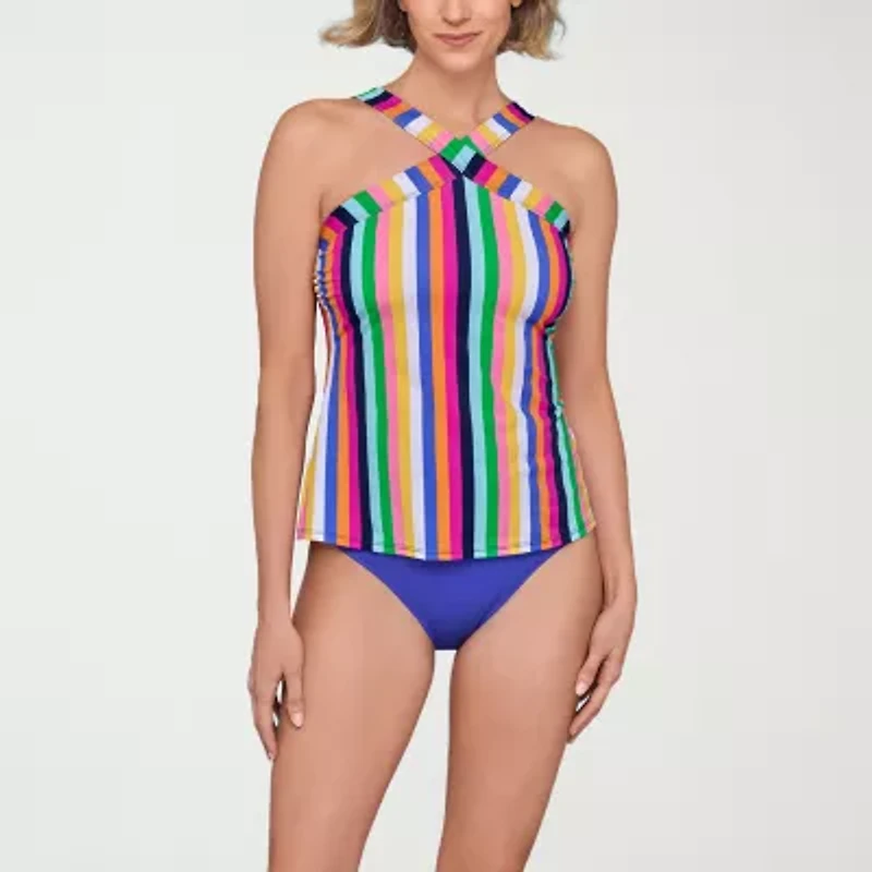 Liz Claiborne Womens Striped Tankini Swimsuit Top
