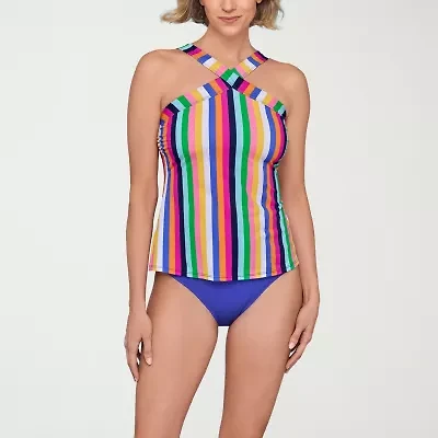Liz Claiborne Womens Striped Tankini Swimsuit Top