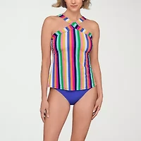 Liz Claiborne Womens Striped Tankini Swimsuit Top