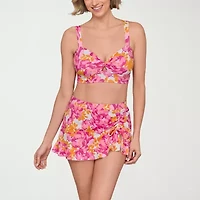 Liz Claiborne Womens Floral Midkini Swimsuit Top