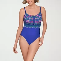 Liz Claiborne Womens Floral One Piece Swimsuit