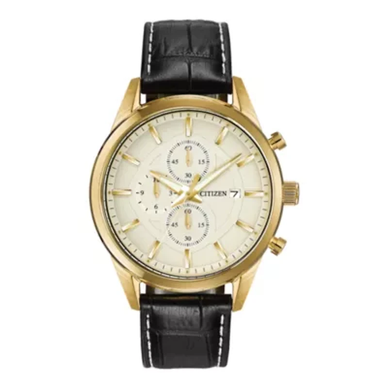 Citizen® Exclusive Mens Leather Strap Chronograph Watch