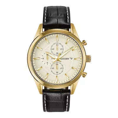Citizen® Exclusive Mens Leather Strap Chronograph Watch