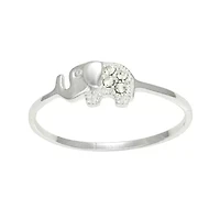 Itsy Bitsy Elephant Womens Crystal Sterling Silver Delicate Band