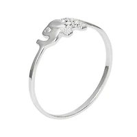 Itsy Bitsy Elephant Womens Crystal Sterling Silver Delicate Band