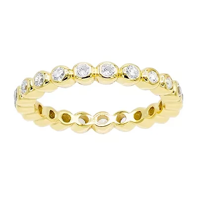 DiamonArt® 3MM 1/2 CT. T.W. White Cubic Zirconia 14K Gold Over Silver Eternity Band