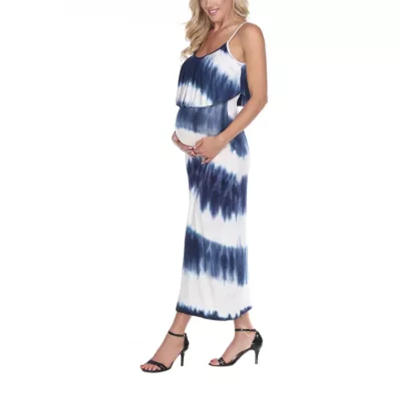 White Mark Malea Womens Sleeveless Tie-Dye Tie Dye Maternity Maxi Dress