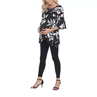 White Mark Maternity Roche Womens Scoop Neck 3/4 Sleeve Tunic Top