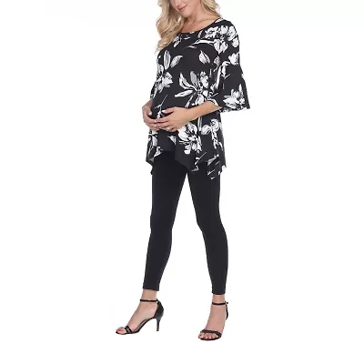 White Mark Plus Maternity Roche Womens Scoop Neck 3/4 Sleeve Tunic Top