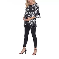 White Mark Plus Maternity Roche Womens Scoop Neck 3/4 Sleeve Tunic Top