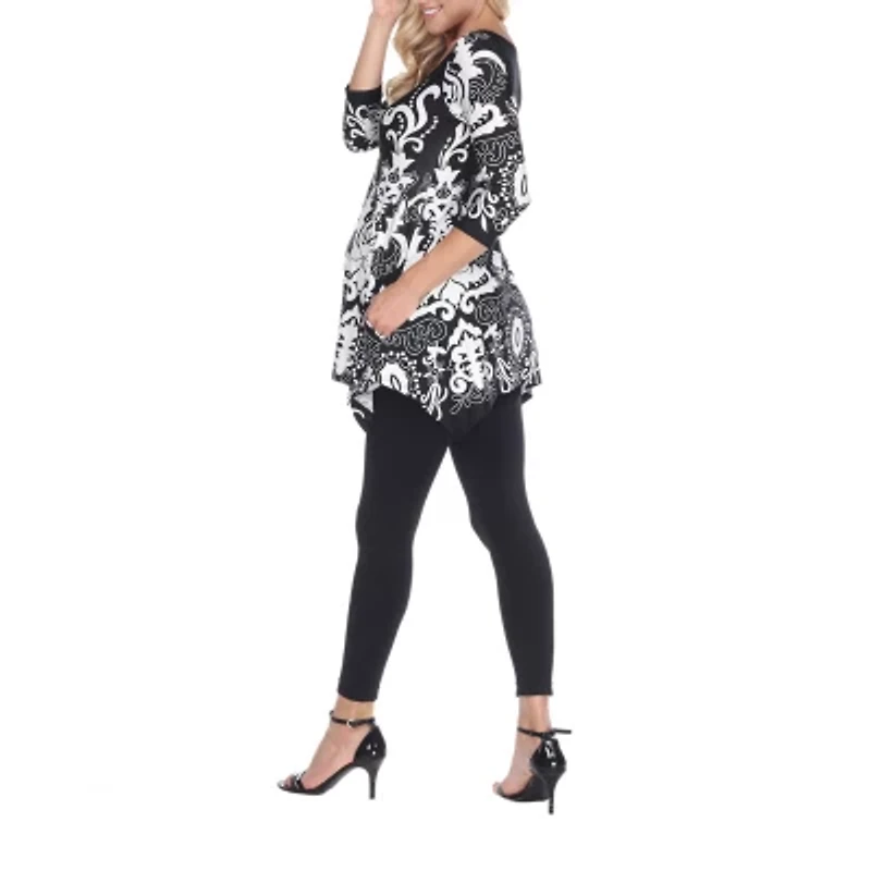 White Mark Maternity Ganette Womens Scoop Neck 3/4 Sleeve Tunic Top