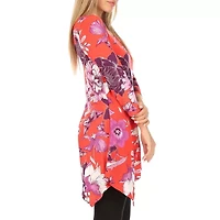 White Mark Womens Scoop Neck 3/4 Sleeve Tunic Top