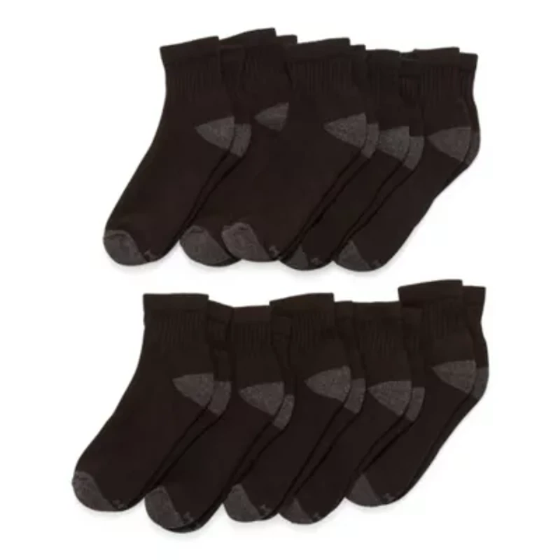 Xersion Little & Big Kid Boys Multi-Pack 10 Pair Quarter Ankle Socks