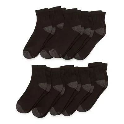 Xersion Little & Big Kid Boys Multi-Pack 10 Pair Quarter Ankle Socks