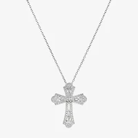 Sparkle Allure Womens Cubic Zirconia Pure Silver Over Brass Cross 16 Inch Pendant Necklace