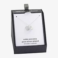 Sparkle Allure Womens Simulated Pearl Pure Silver Over Brass Heart 16 Inch Pendant Necklace