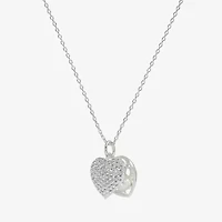 Sparkle Allure Womens Simulated Pearl Pure Silver Over Brass Heart 16 Inch Pendant Necklace