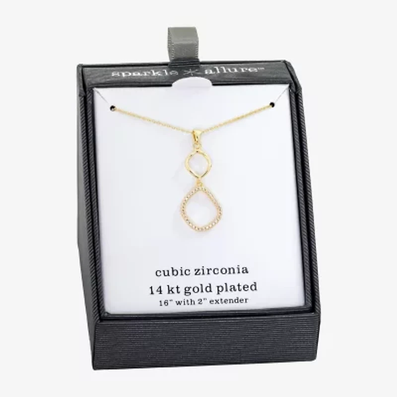 Sparkle Allure Womens Cubic Zirconia 14K Gold Over Brass 16 Inch Pendant Necklace
