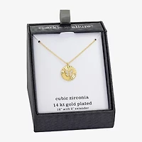 Sparkle Allure Womens Cubic Zirconia 14K Gold Over Brass Butterfly Round 16 Inch Pendant Necklace