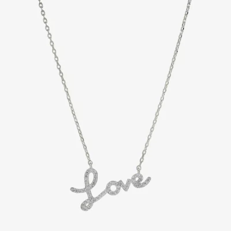 Sparkle Allure Love Womens Cubic Zirconia Pure Silver Over Brass 16 Inch Pendant Necklace