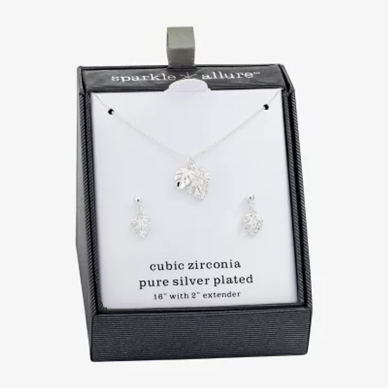 Sparkle Allure Womens Cubic Zirconia Pure Silver Over Brass 2-pc. Jewelry Set