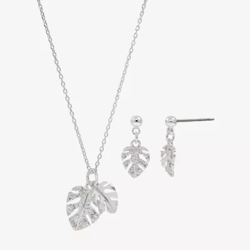 Sparkle Allure Womens Cubic Zirconia Pure Silver Over Brass 2-pc. Jewelry Set