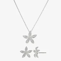 Sparkle Allure Womens Cubic Zirconia Pure Silver Over Brass Flower 2-pc. Jewelry Set