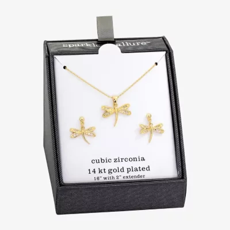 Sparkle Allure Womens Cubic Zirconia 14K Gold Over Brass 2-pc. Jewelry Set