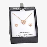 Sparkle Allure Womens Cubic Zirconia 18K Rose Gold Over Brass Heart Knot 2-pc. Jewelry Set