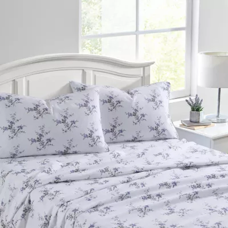 Laura Ashley 100% Cotton Brushed Flannel Deep Pocket Sheet Set